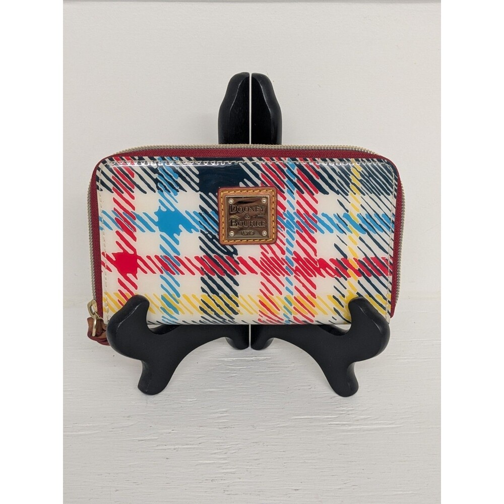 Dooney and Bourke Geometric Multi Color Zip Around Wallet Zip Pocket Credit Card